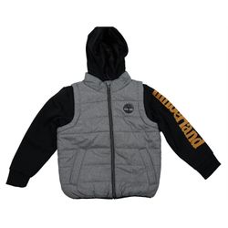 NWT Boys L 14/16 TIMBERLAND Two Tone Logo Puffer Jacket $55