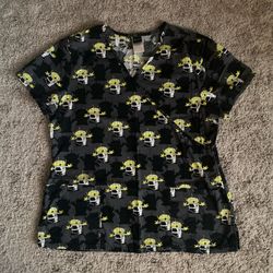 Disney Toy Story Space Alien Medical Scrub Top Women Size L 