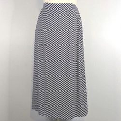 Terra & sky white and black diagonal Stripes Maxi Skirt /1X