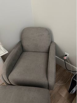 Gray Rocking Chair with Gray ottoman