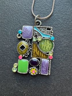 Colorful Mosaic Pendant Necklace
