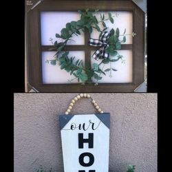 Farmhouse Tabletop Home Decor Frames Grass Plants  And Wood Signs- See Prices 