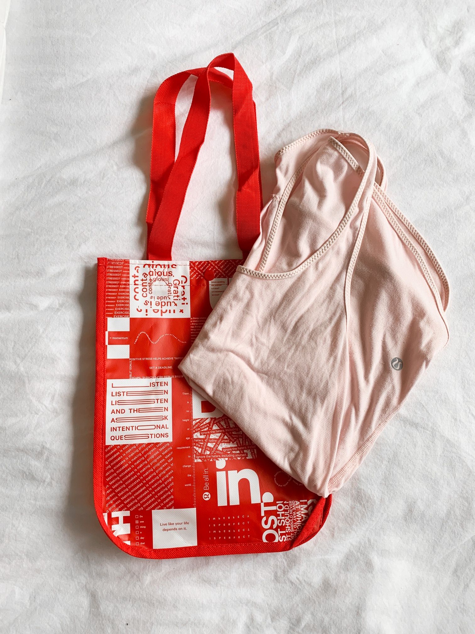 Lululemon Pink Tank And Bag