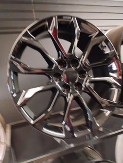 22x9 black rims 6 lug 6x139 6x5.5 on new tires 305 40 22