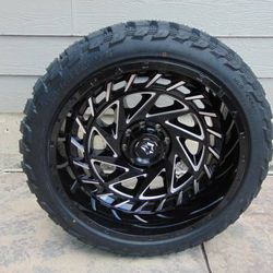 New LT 35 12.50 24 Landspider MT Tires & 24X12 Black/Silver Rims *8X6.5
