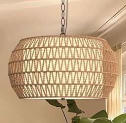 Boho Natural Rattan Pendant Light – Handwoven Hanging Ceiling Fixture