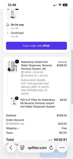 Waterdrop Instant Hot Water Dispenser, Reverse Osmosis System, K6  https://offerup.com/redirect/?o=aHR0cHM6Ly93d3cud2F0ZXJkcm9wZmlsdGVyLmNvbS9wcm9kdWN