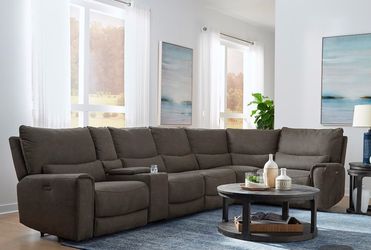 Adelaide 6-Piece Fabric Power Reclining Sectional With Power Headrest