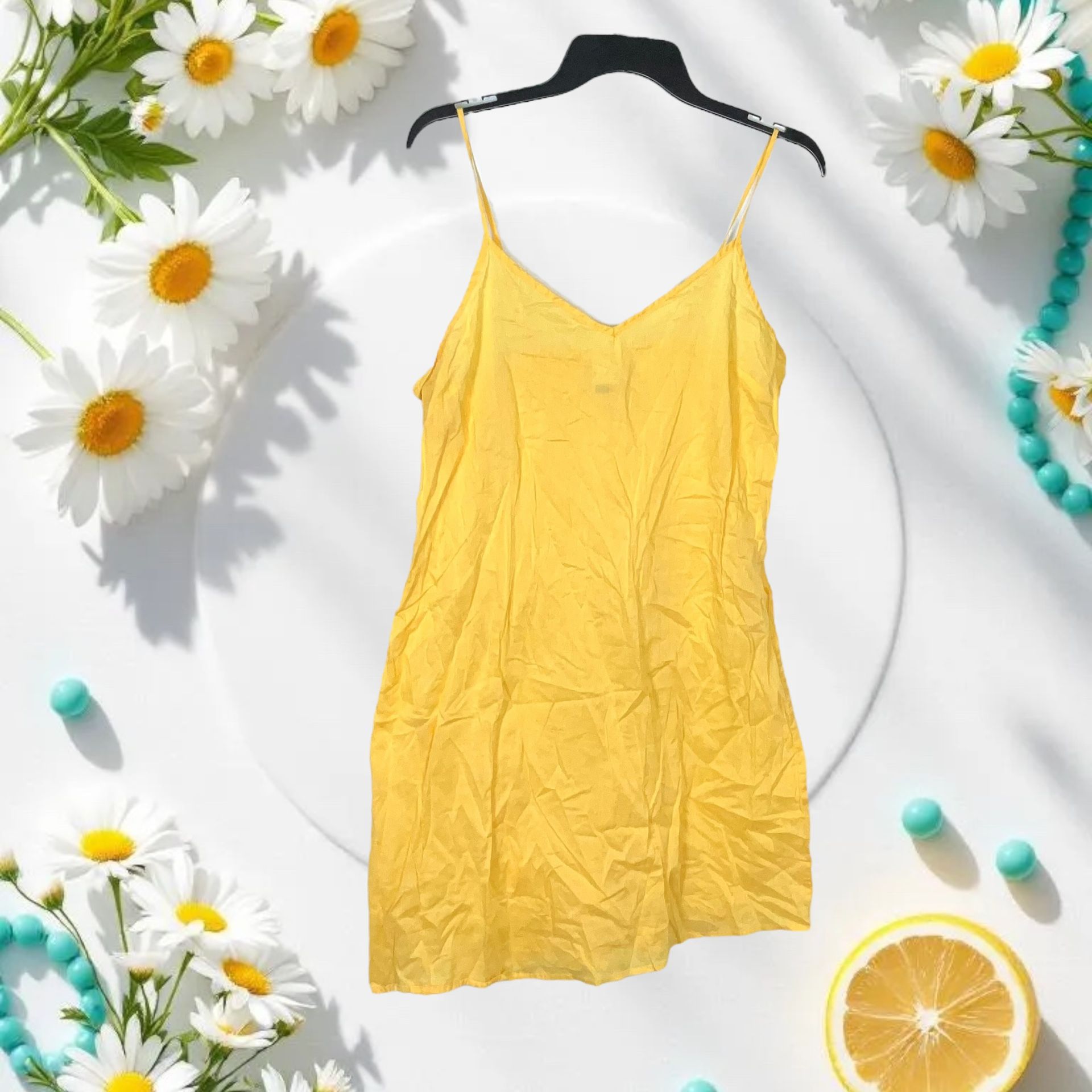 Sonoma Yellow Gold Lightweight Thin (Almost Like A Slip) Adjustable Spaghetti Strap Sundress Women Large