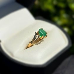 Jewelry 10k solid yellow gold malachite 0.5CTW ring sz 6.50