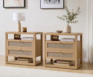 Set of 2- Rattan nightstand/ Side Table