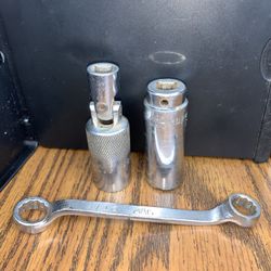 3 Vintage MAC Flex/Swivel 13/16" 3/4” Spark Plug Socket XU266DH-XD246 Box Wrench