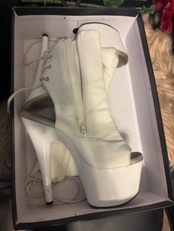 White Platform High Heel Ankle Boots