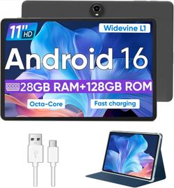 Android 16 Tablet,11 Inch Tablets with Octa Core Processor, 28GB RAM 128GB ROM 1TB Expand, Widevine L1, 8000mAh Battery, 2.4/5Ghz Dual