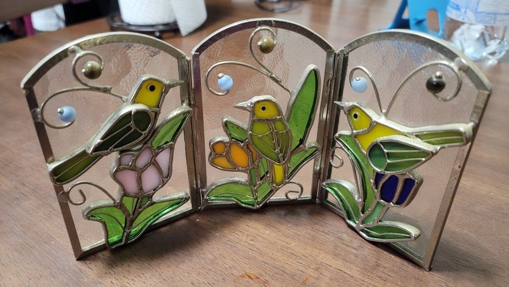Stained Glass Green Bird $30. ( 9.5" x 5" )