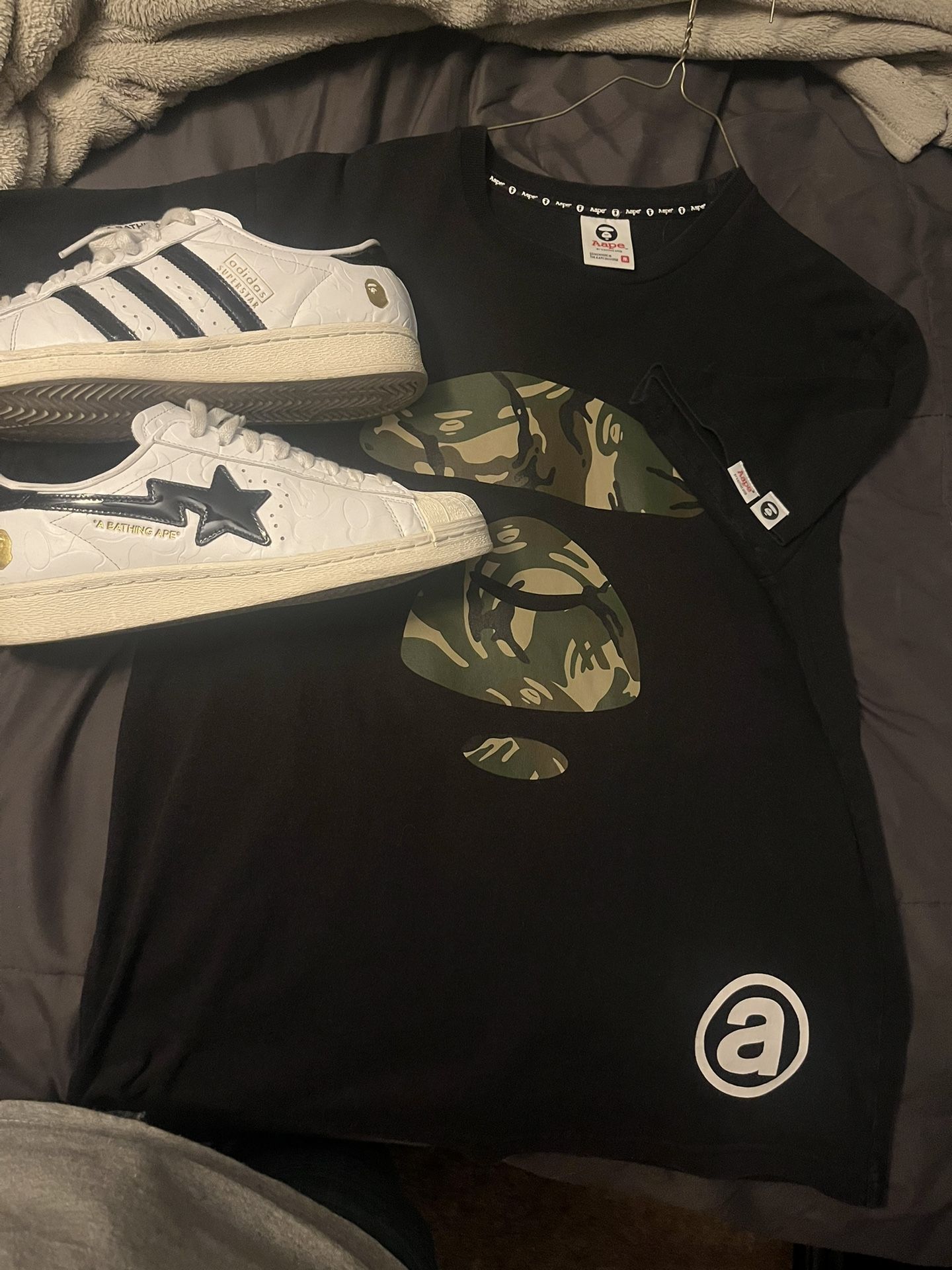 Adidas Bape Superstars And A Bape Shirt 