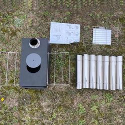 Outdoor camping wood stove with chimney pipes/ foldable stainless steel stove/ new open box 👍
