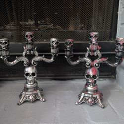 Skull CANDELABRAS Spooky Gothic 