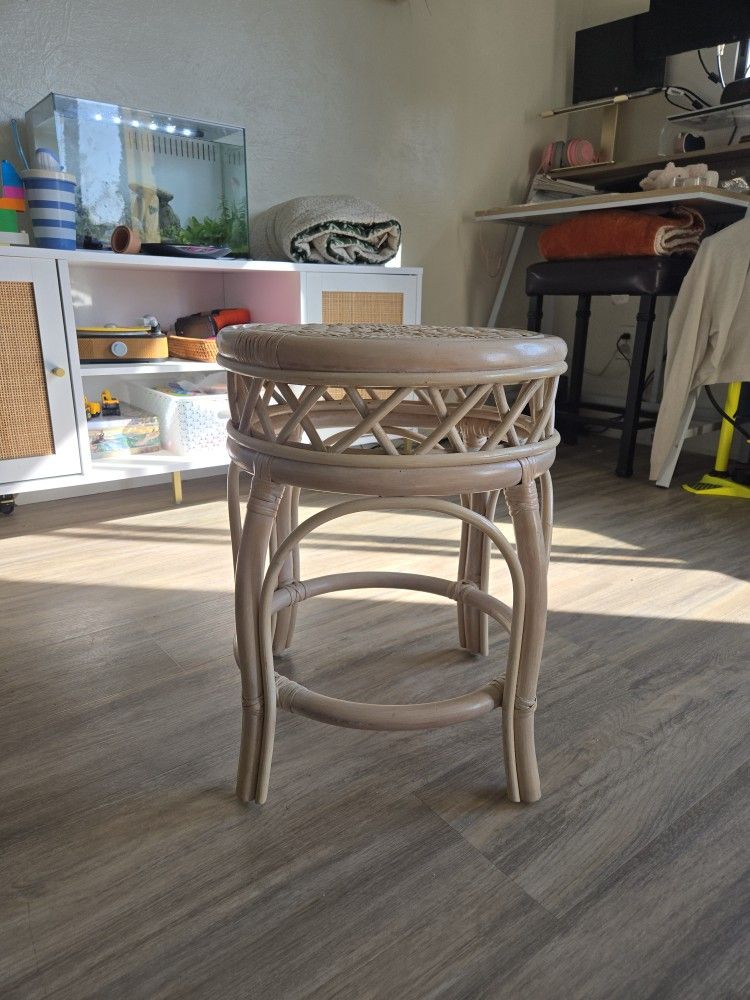 Wicker Side Table Plant Stand