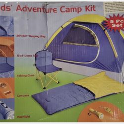 Kids Adventure Camping Kit Tent Chair Sleeping Bag
