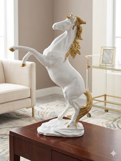 White and Gold Horse Sculpture