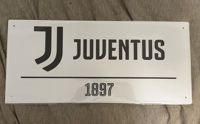 FC Juventus White Metal Street Sign - Authentic Serie A