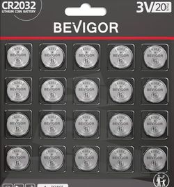 BEVIGOR 2032 Battery CR2032 Lithium 3V Coin Battery 20 Pack Compatible with AirTag for Child Safety, Suitable for Key Fobs, Smart Sensors, Scales, Can