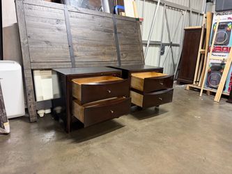 Dark Wood Nightstand Set of Two