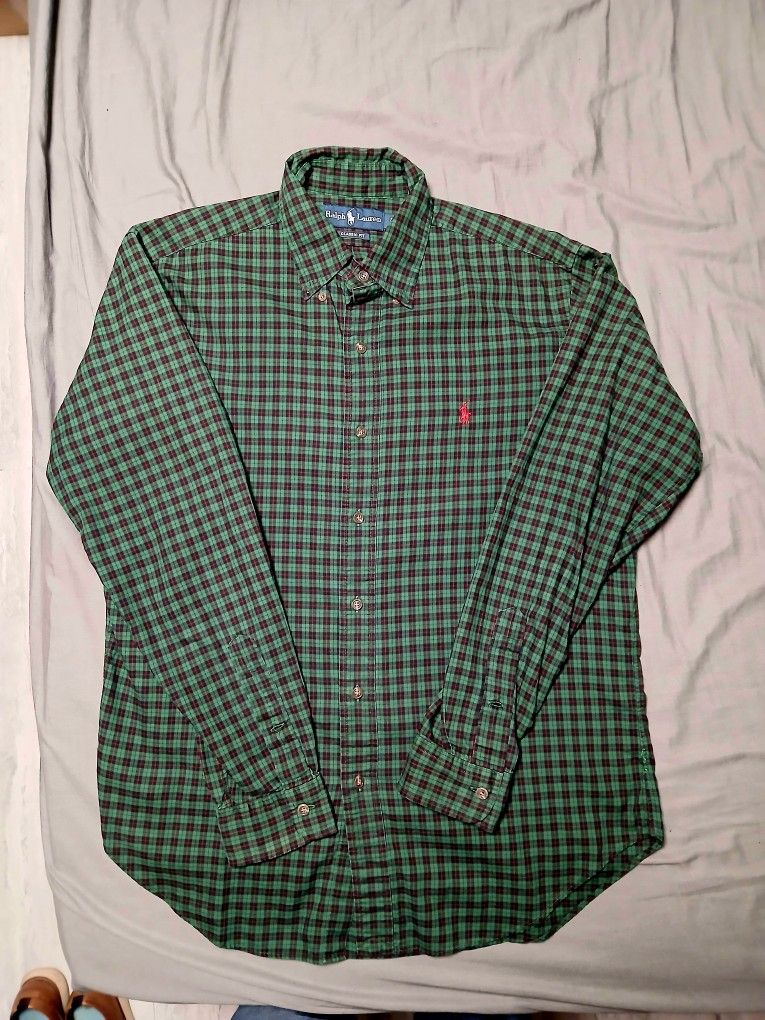 Ralph Lauren Polo Casual Long Sleeve Dress Shirt Green Medium