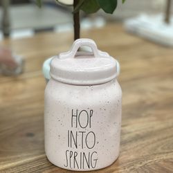 rae dunn pink baby size canister