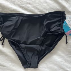 NEW w Tags: Swimsuit Bikini Ruched Side Tie Swim Bottoms Tummy Control - Size 16