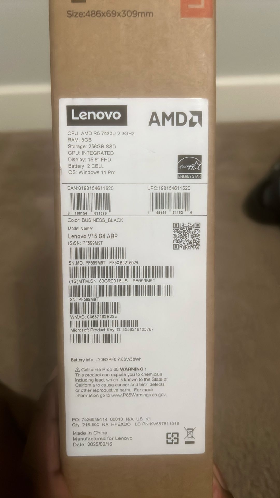 Lenovo Laptop V15 G4 256GB
