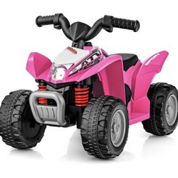 OLAKIDS Kids Ride On ATV, 6V Electric Vehicle for Toddlers, 4 Wheeler Battery Powered Motorized Quad Toy Car for Boys Girls with LED Lights, Horn (Cor