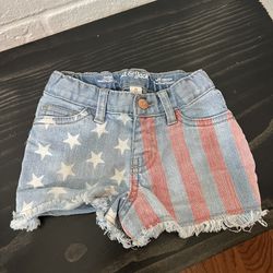 Toddler Girl American Flag Jean Shorts Size 3T