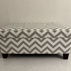 Gray And White Chevron Cushion Storage Bench