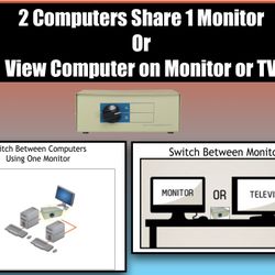 Switch between 2 Monitors or 2 Computers Share 1 Monitor (VGA SWITCH) “NEW” In BOX