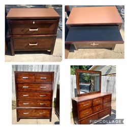 I am selling a set of Drawers 1 vertical drawer 1 drawer with mirror 1 nightstand excellent condition pure wood $500 for everything home delivery avai