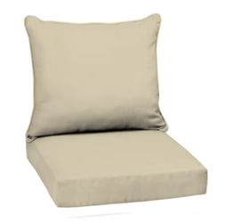2-Piece Deep Seat Patio Chair Cushion Set, Tan/Beige (24 in x 22 in)