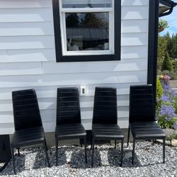 Free Black Pleather And Metal - 4each Dining Chairs