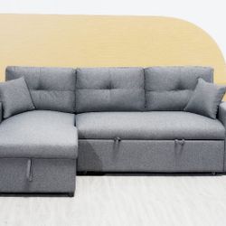 New Gray Sectional Sofa W/sleeper 