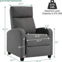 set of 2 Recliner Chair Modern Reclining Easy Lounge Winback Single Sofa Reading Chair Fabric Home T