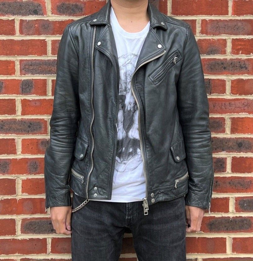 Men's Leather Jacket All Saints Xxl Ryan Reynolds