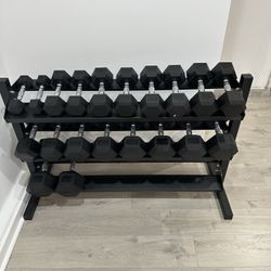 5-50lbs Dumbbells w/Rack 