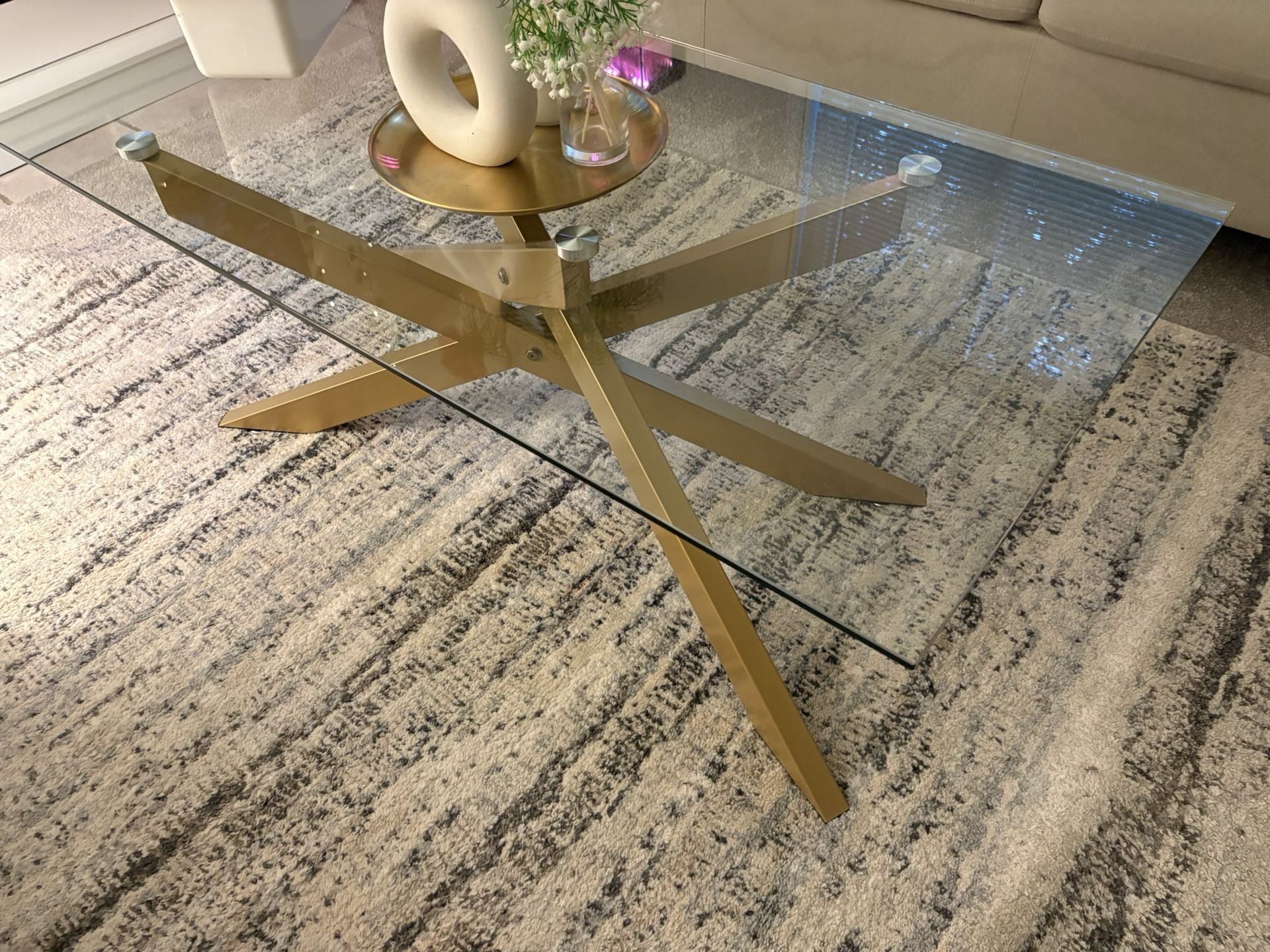 Glass table  with metal base