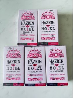 LOT of 5 - Hazbin Hotel Season 2 2nd Edition Blaster Box Demon Vox Promo Booster Packs A24 Card Game Pokemon One Piece OP PSA Bundle
