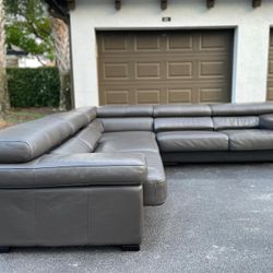 🛋️ Sofa/Couch Sectional - Gray - Italian Leather - Delivery Available 🚛