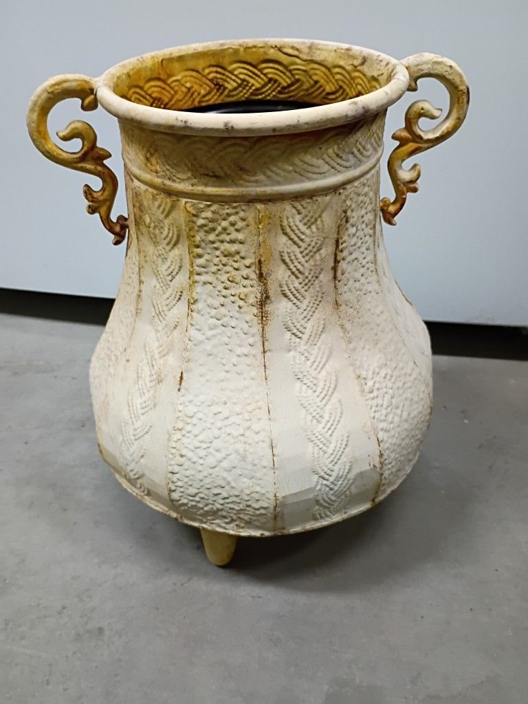Antique Weathered Tin Vase 15 In Tall Cash Only Please