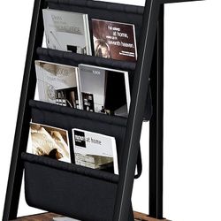 Storage Bookshelf, Detachable Brochure Display Stand, Floor-Standing Magazine Rack with 4 Pockets, Newspaper Stand Easy to Move Easy to Assemble Compa