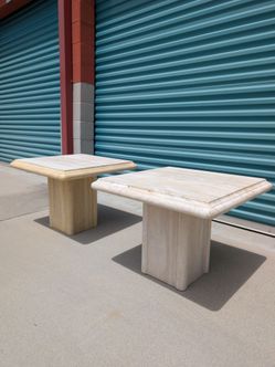 Vintage 1980s Italian Travertine Side Tables by Stone International