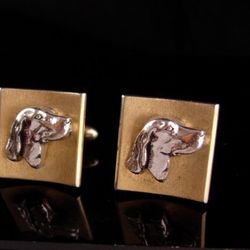 Vintage DOG Cuff Links/SWANK Hunting Dog Cuff Links Gold plated